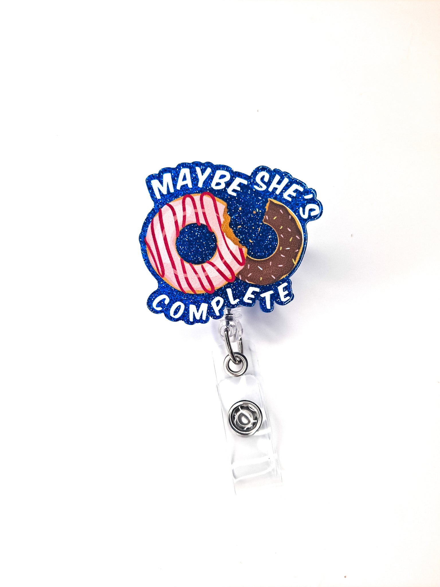 Humorous maybe she's complete - retractable reel - badge holder - funn